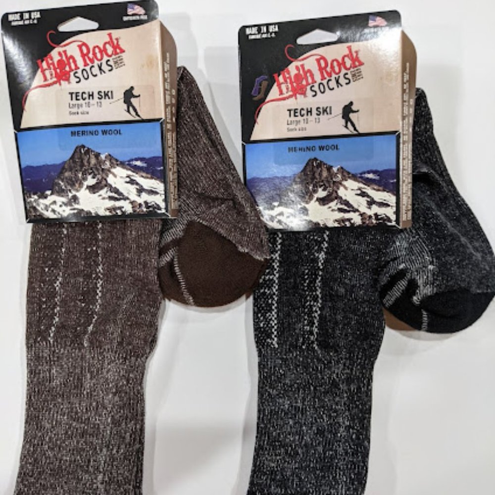 High Rock Socks - Tech Ski  Sock - 2 Pairs - Large